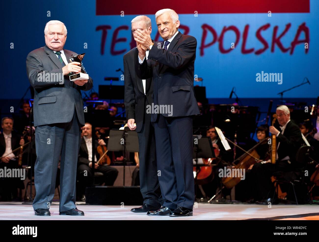 11.06.2012 Warsaw, Poland. `Teraz Polska` Gala. Pictured: Jerzy Buzek, Michal Kleiber, Lech Walesa Stock Photo
